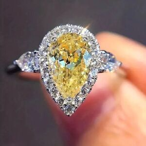 Timeless elegant Tear drop diamond Topaz ring